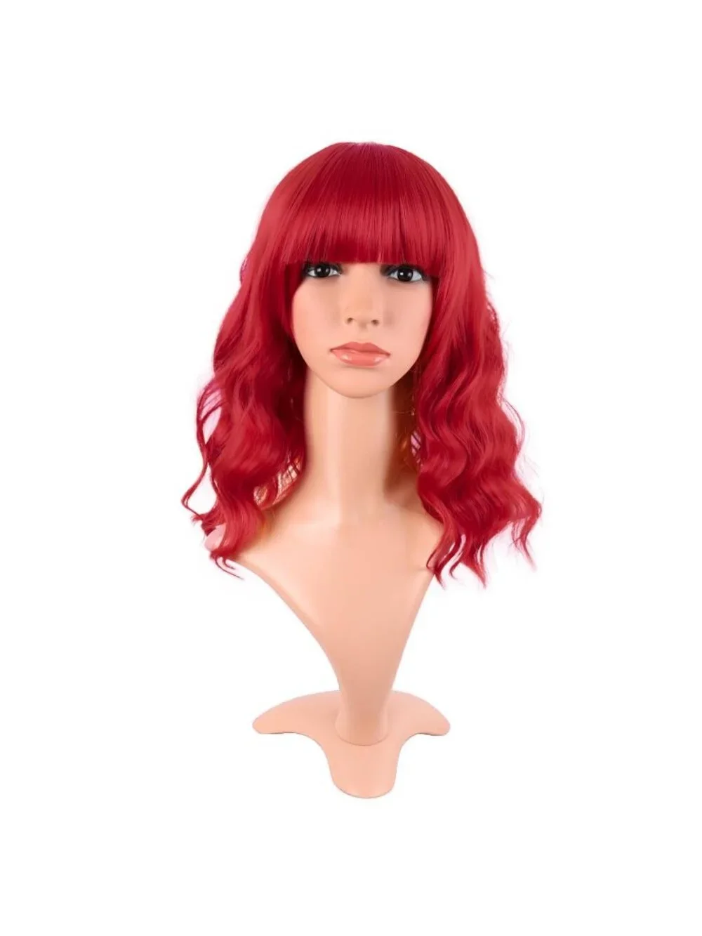 Women's Bright Red 14 Inch Fresh Bright Synthetic Ordinary Short Wavy Curly Wigs